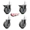 Service Caster 5'' Gray Poly Wheel Swivel 7/16'' Grip Ring Stem Caster Set 2 Brakes, 4PK SCC-GR20S514-PPUB-PLB-716138-2-S-2 - alternate 5
